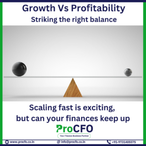 A balanced scale representing the trade-off between growth and profitability, highlighting the need for sustainable financial strategy in startups.